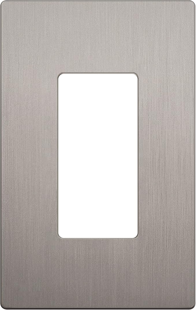 LIDER Brushed Finish Decorator Switch Cover, Screwless Wall Plate, Mid-Size 1-Gang 4.88" x 3.11", Unbreakable Polycarbonate Thermoplastic, UL Listed, LSWP-31M-BNK, Brushed Nickel
