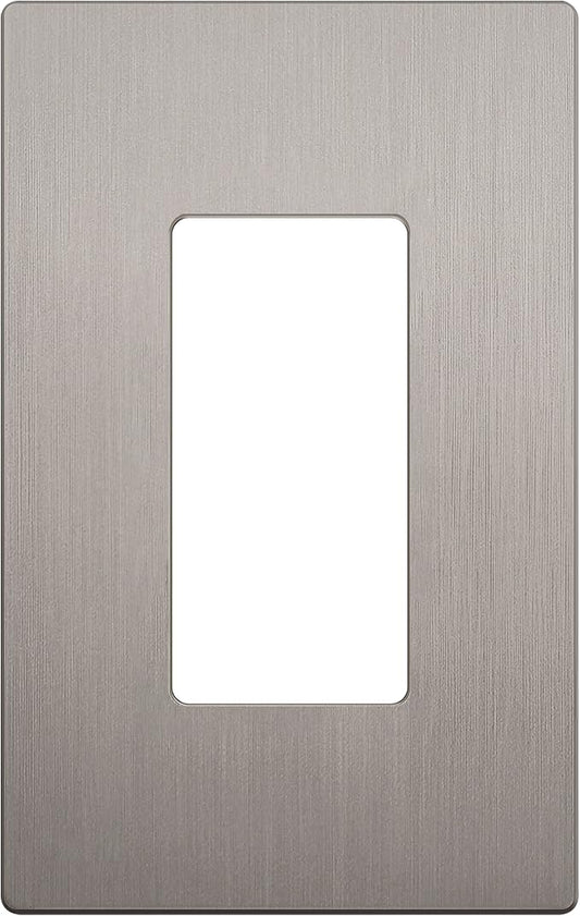 LIDER Brushed Finish Decorator Switch Cover, Screwless Wall Plate, Mid-Size 1-Gang 4.88" x 3.11", Unbreakable Polycarbonate Thermoplastic, UL Listed, LSWP-31M-BNK, Brushed Nickel