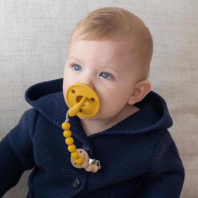 SAMiGO Pacifier Clips Holders Silicone Paci Binky Clips for Baby Boys - 2 Pack