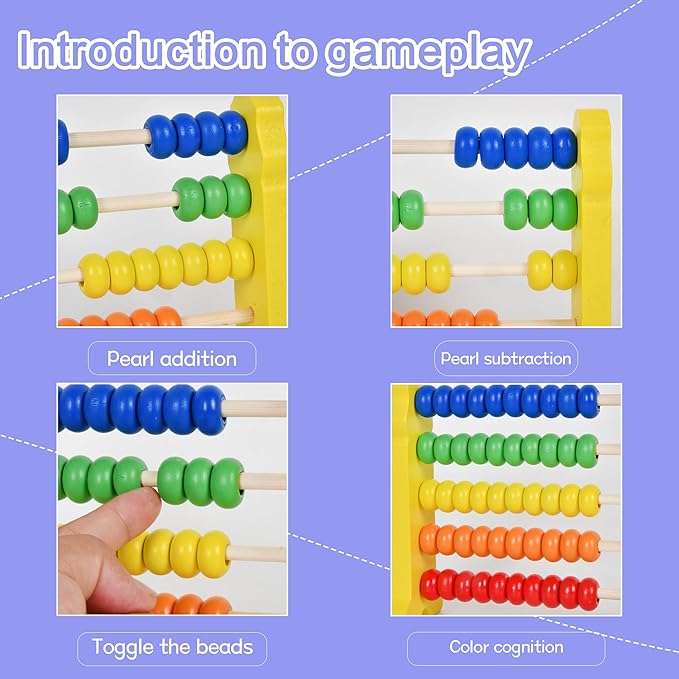 WNWLwooden Abacus Frame Learning Tool Growth Toy Beads Educational Counting Toy Abacus Math Thinking Abacus Counting Toy,for Preschool Learning, Learning Mathematics Abacus (Yellow Abacus)