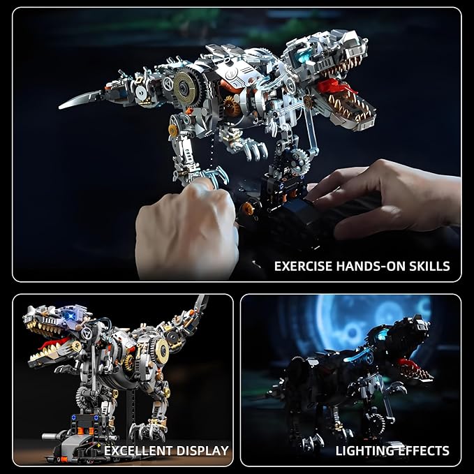 Mechanical Tyrannosaurus Building Blocks Set,T Rex Model Home Decor Gift for Adults Teens Kids Boys（1268PCS）