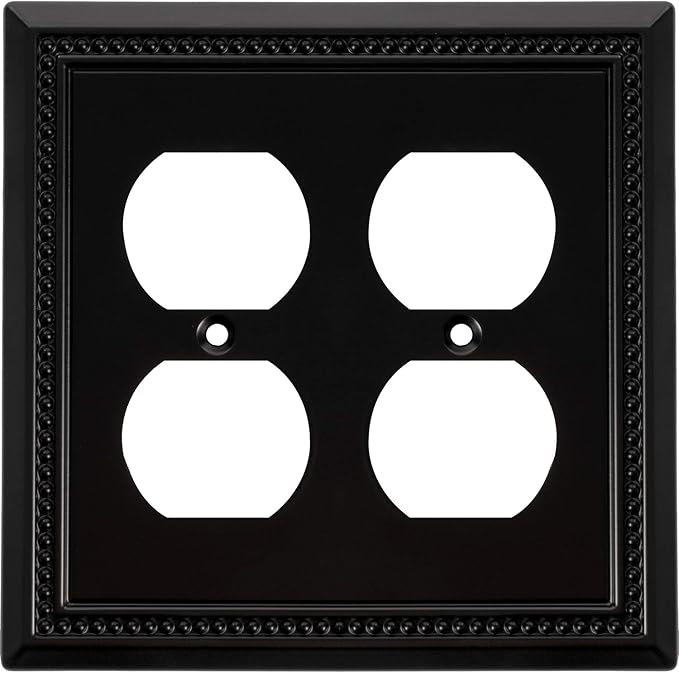 Henne Bery Sunken Pearls Heavy Duty Decorative Wall Plate Switch Plate Outlet Cover (Double Duplex, Matte Black)