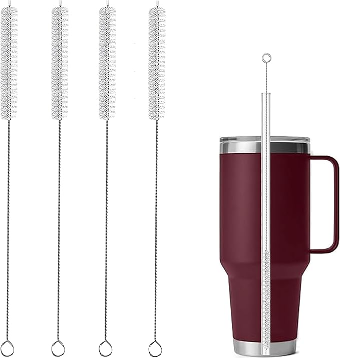 ClDYAUST Straw Cleaner Brush for Stanley Cup, Straw Cleaning Brush by 304 Stainless Steel and Nylon Bristles, Straw Brush for Baby Bottles, Glass/Silicone Straws or Hummingbird Feeders.