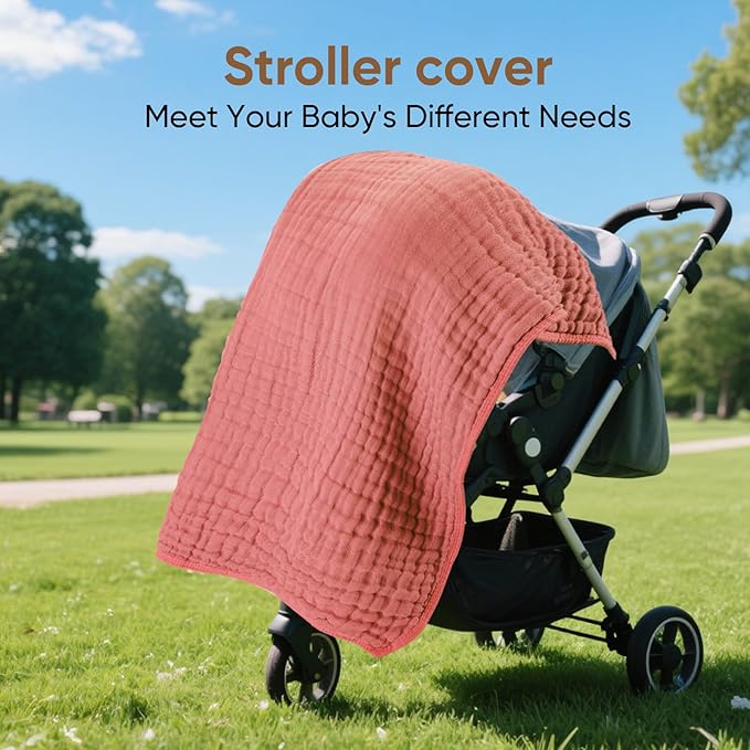 Muslin Hooded Baby Towels 100% Cotton ，Super Soft Muslin Baby Bath Towel - 32 x 32 Inches, Suitable for Newborn and Young Children up to 3 Years Old. (Light Pink & Dark Pink)