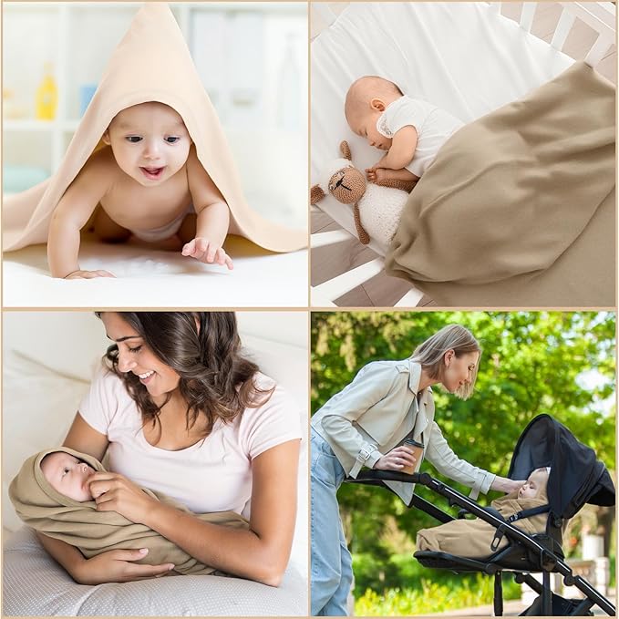 Breling 2 Pcs Cotton Hooded Baby Towels 32 x 32 Inch Newborn Bath Towel for Baby Girl Infant Toddler Soft Absorbent Unisex Registry Gift(Classic Style)