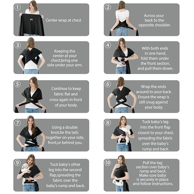 Baby Wraps Carrier, Jeroray Baby Carrier,Hands Free Infant Carrier, Lightweight,Breathable,Softness,Black