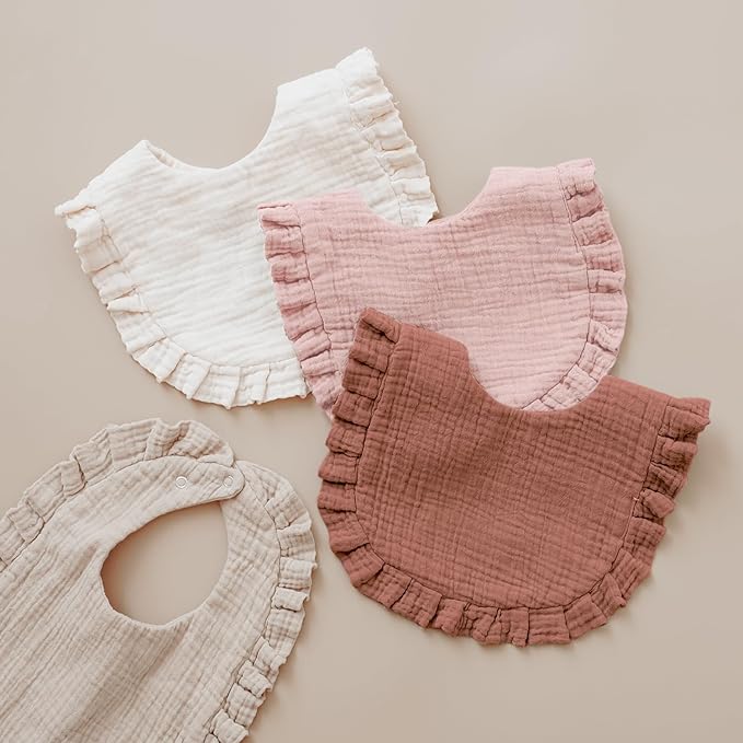 Baby Muslin Bibs Bandana Drool Bibs for Unisex Boys & Girls, Soft and Absorbent Cotton Teething Drooling Bib Set for Newborn Toddler