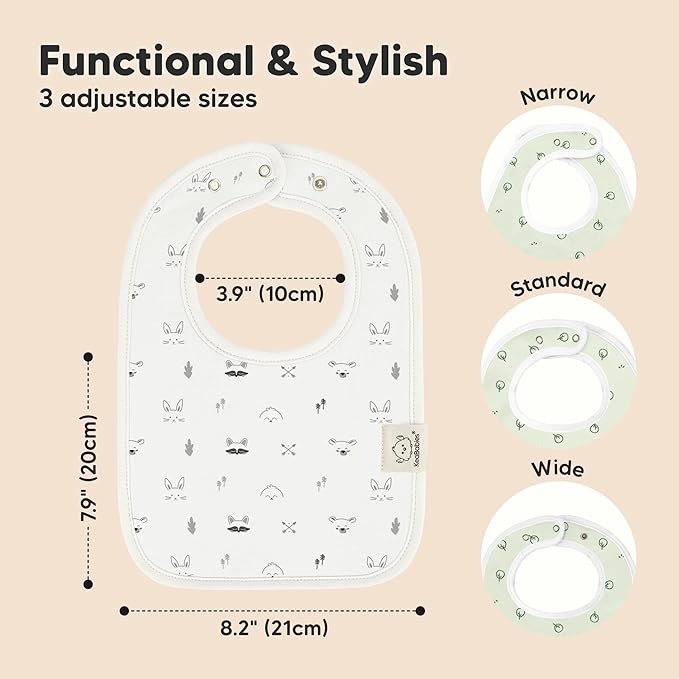 KeaBabies 8-Pack Organic Baby Bibs for Boys, Girls - Super Absorbent Cotton Drool Bibs for Baby Girl & Boy, Teething Toddler, Drooling Newborn, Ultra Soft & Machine Washable (Nordic)