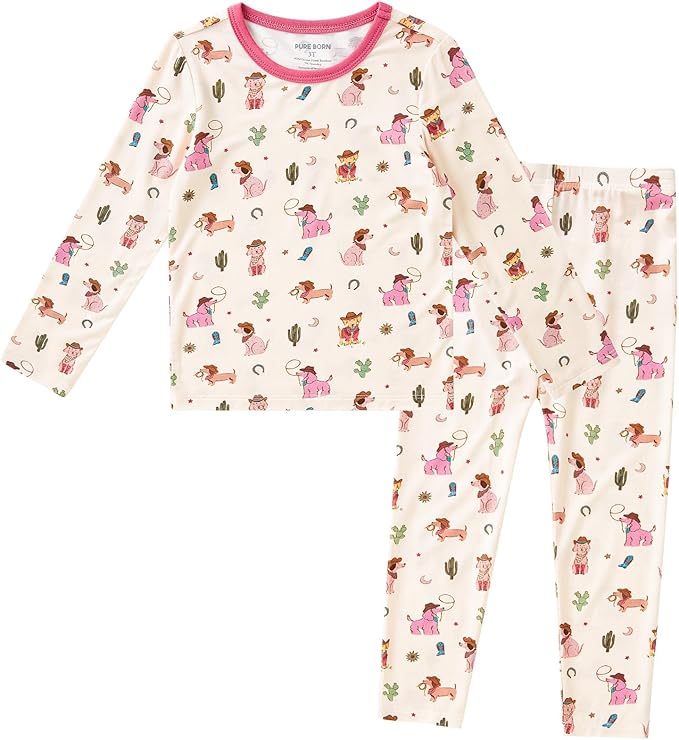 pureborn Baby Toddler Kids Viscose from Bamboo Pajamas Set Pjs 2pcs 18M-8Y