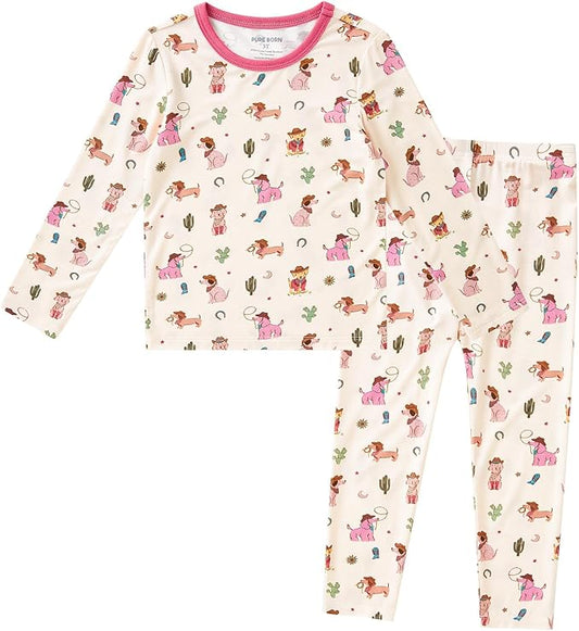 pureborn Baby Toddler Kids Viscose from Bamboo Pajamas Set Pjs 2pcs 18M-8Y