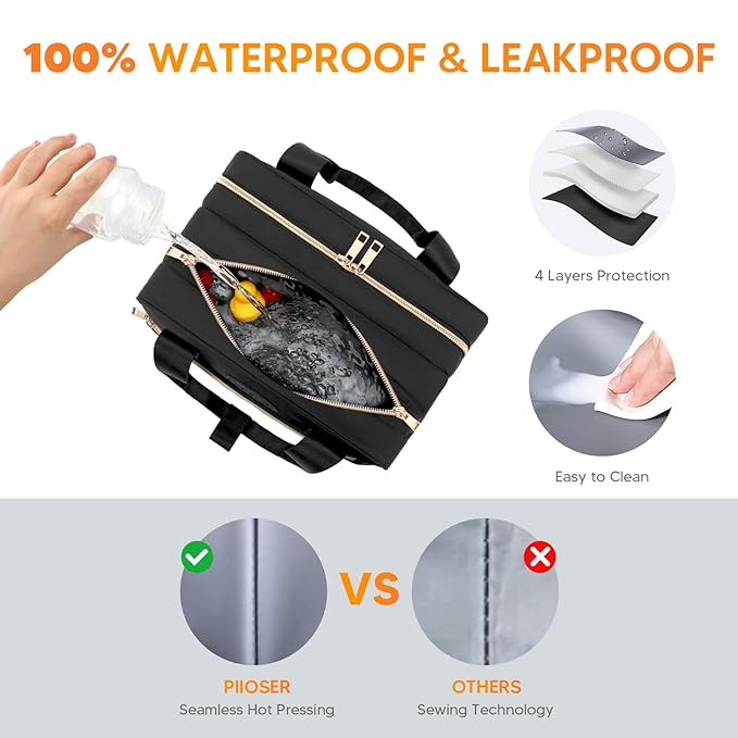 PIIOSER Breastmilk Cooler Bag with Ice Pack, Compatible with Wearable Breast Pumps & Accessories - Portable Pumps Carrying Case for Nursing & Working Moms, Black