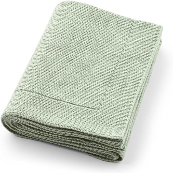 Knitted Organic Cotton Baby Blanket- Swaddle Blanket, 30" x 40" Soft Receiving Blanket for Newborn (Roman Green)