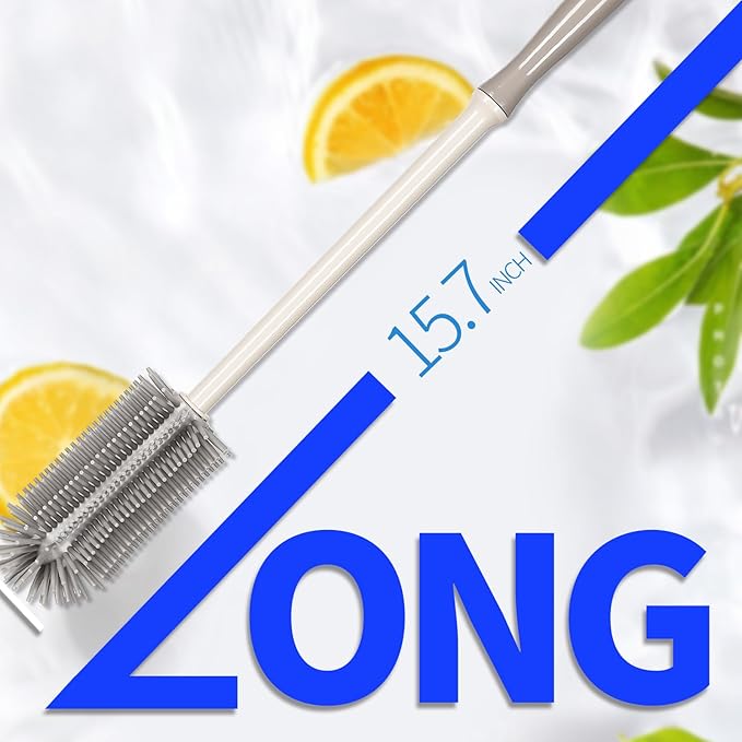 15.7" Bottle Brush Set - 4 Pack Water Bottle and Straw Cleaner Brush with Long Handle for Hydro Flasks, Sports Bottles, Tumblers, Glassware, Narrow Neck Containers