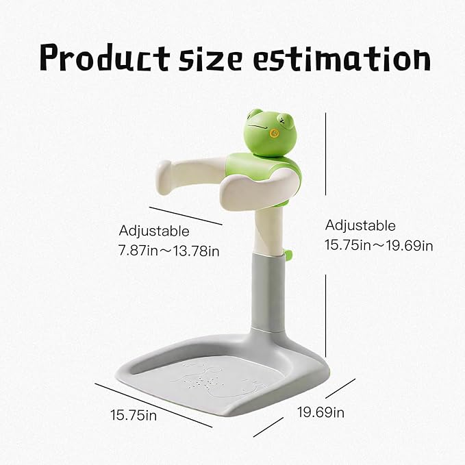 Frog Baby Bath Support, 2-in-1 Baby Shower Stand, Height/Size Adjustable with Detachable Base, Fit for Babies 6+ Months