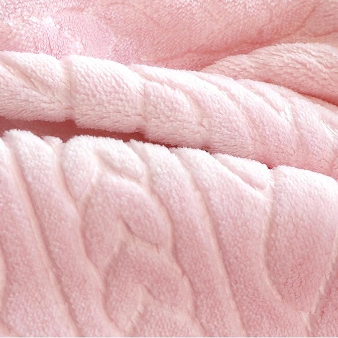 BORITAR 3D Fleece Baby Blanket for Girls, Warm and Lightweight Infant Toddler Newborn Bed Blanket with Reversible Plaited for Crib Stroller and Home Decor (30x40 inch, Pink)