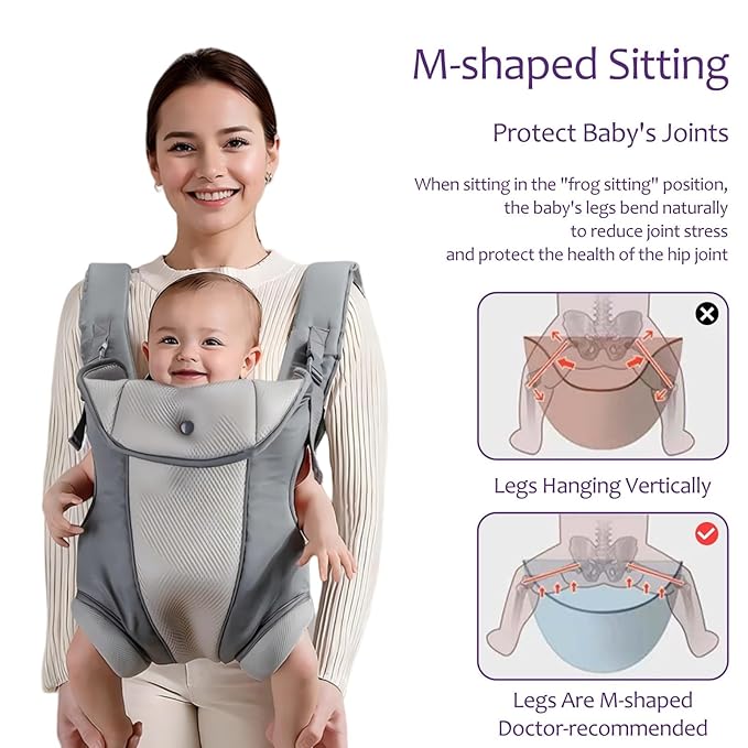 Ergonomic Baby Carrier with Adjustable Strap,4-in-1 Newborn to Toddler Carrier,Breathable Mesh Baby Carrier for Summer,Compact for Travel & Outdoor Adventures,Ideal for Infants 0-3 Years