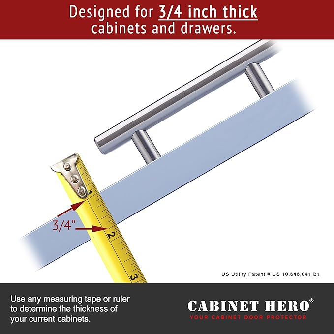 Cabinet Hero Slimline Cabinet Edge Protector - Prevents Chipping, Wear, Discoloration - Drawer Edge Guard, Bumper for Drawer - Easy Slip-On Installation - 3/4" Thick, 18" Length, Clear, Pack of 4