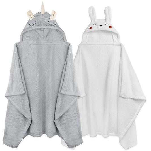 Toddler Bath Towel Hooded Kids Towels Baby Bath Towels for Boy Girl 0-5 Year, 2-Pack Thick Absorbent Toddler Towels with Hood Kids Bath Towel, Large 50''x32'' Baby Hooded Towel for Kids