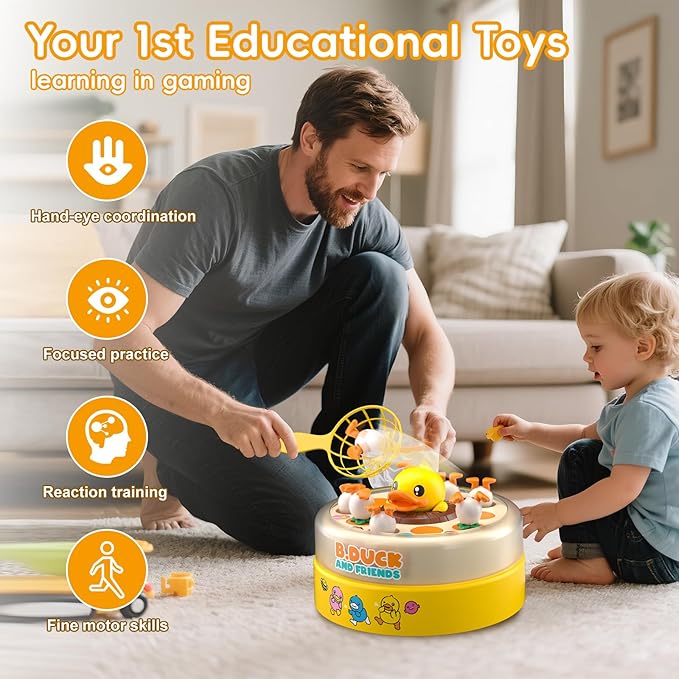 BDUCK+ Baby Board Games for Kids, Toddler Toys Bounce and Catch Duck Games for Kids 4-8, 1-2 Players Interactive Toy for Boys Girls, Christmas Halloween Party Birthday Gifts for Age 3 & Up