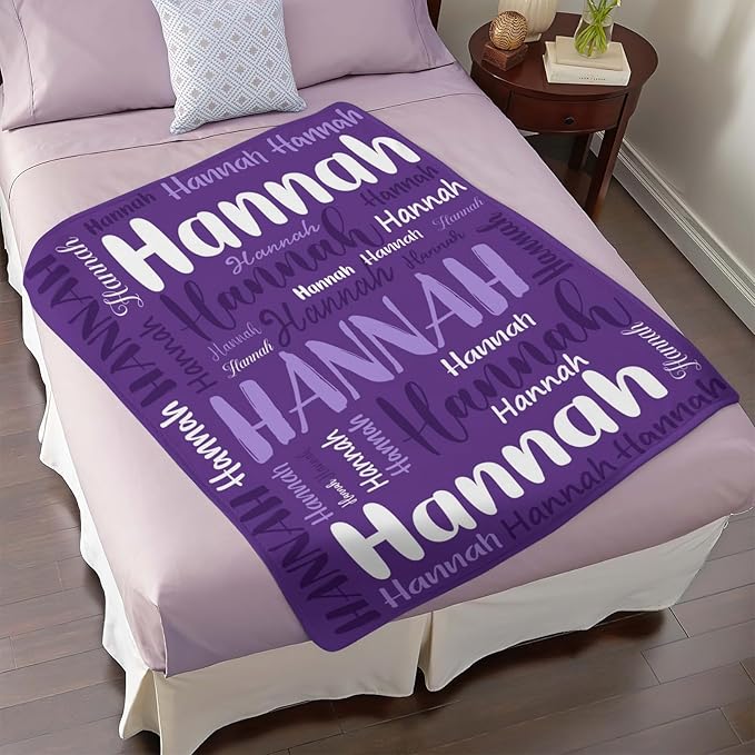 Personalized Custom Baby Blanket with Name for Girls Boys Kids Customized Flannel Blanket for Bed Nursery Room Baby Stroller