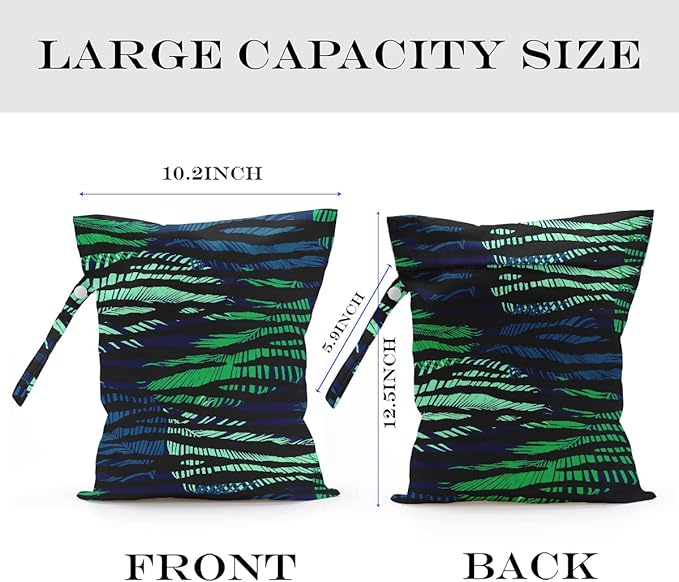 Wet Bag, Wet Dry Bag, Wet Bag for Swimsuit, Travel, Beach, Pool, Diapers, Dirty Yoga Gym Clothes, Makeup Bag, Waterproof Tropical Palm Leaves Decor Jungle Palm Leaf Favors