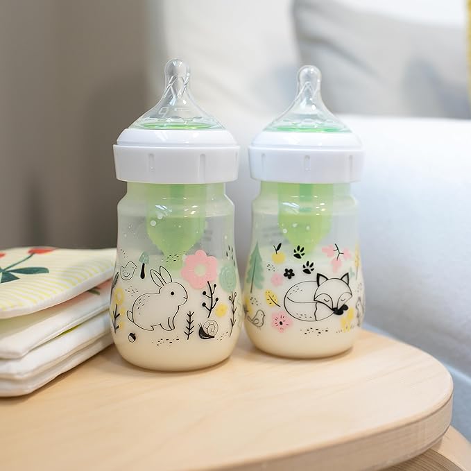Dr. Brown’s Natural Flow® Anti-Colic Options+™ Wide-Neck Baby Bottle Designer Edition Bottles, Woodland Decos, 5 oz/150 mL, Level 1 Nipple, 2-Pack, 0m+