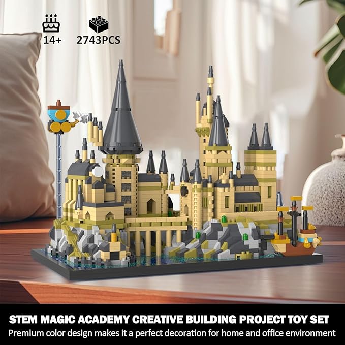Magic Castle Micro Mini Building Set, 2743 Pcs Magic House Model Building Toys, STEM Creative Magic World Office and Home Decor Bricks Kits, Christmas Birthday Gift for Adults Teens Kids 14+