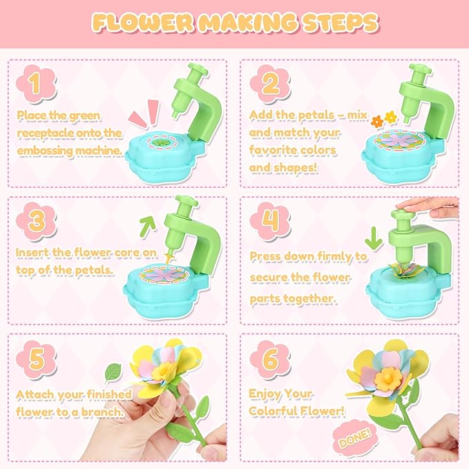 Crelloci DIY Fabric Flower Bouquet Craft Kit - Creative Handmade Floral Arrangement Toy Set, Arts and Crafts Gift for Toddlers Kids Girls & Boys Ages 3+