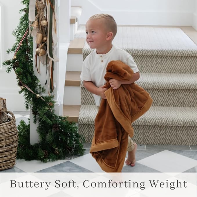 SARANONI Luxury Receiving Blankets for Babies | Ultra-Soft Lush and Boutique Quality Baby Blanket | Camel - 40” x 30”