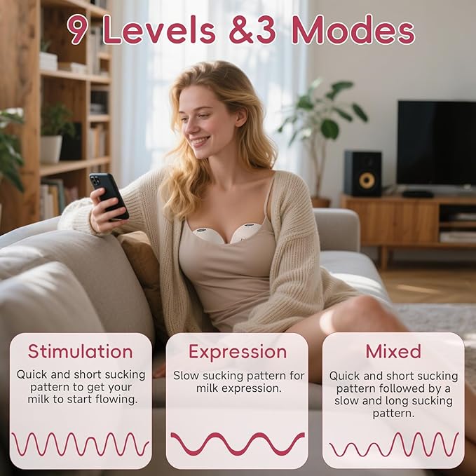 Breast Pump Hands Free, Wearable Breastfeeding Pump with 3 Modes & 9 Levels, Portable Electric Breast Pump with 17/19/21/24MM Flange, LED Display, Leak-Proof Design, 2 Pack