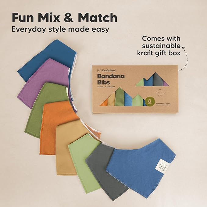 8-Pack Organic Baby Bandana Bibs for Boys, Girls - Super Absorbent Triangle Baby Bibs for Drooling and Teething Infant, 100% Cotton Extra Soft for Newborn, Infant 0-36 Months (Cruise)