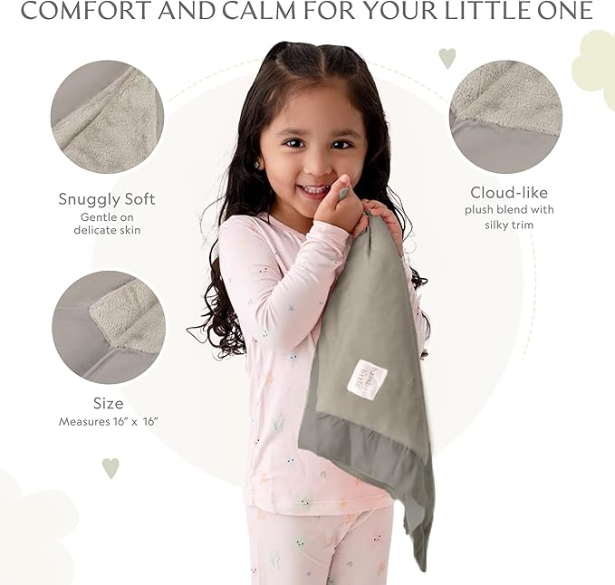 Ultra-Soft Lovey Plush Security Blanket - Baby Essentials, Newborn Essentials, Ultra-Soft Plush Baby Blanket with Satin Trim – 16" x 16" (Gray)