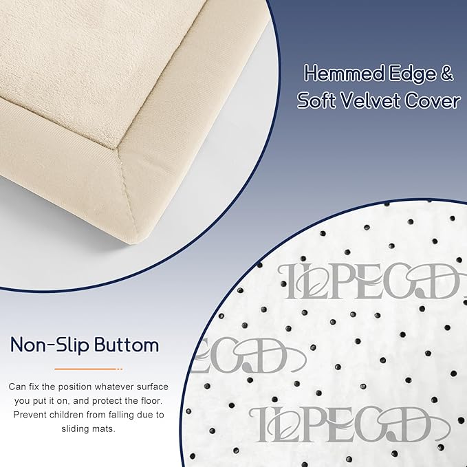 Baby Play Mat for Floor Tummy Time Mat Nursery Muscle Area Rug Playroom Rug Tatami 59"*71" Memory Foam 1.3" Thick Crawling For Babies,Toddlers, Infants, Kids,Floor(Beige)