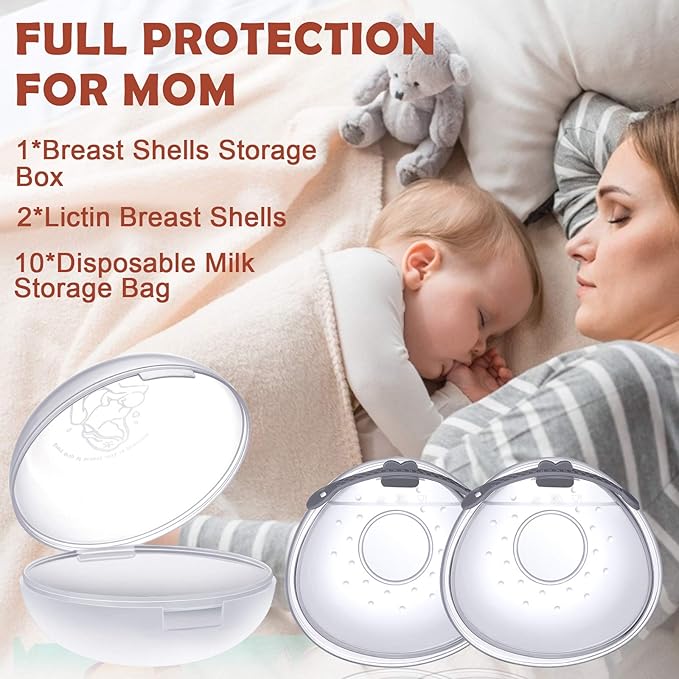 Lictin Breast Shell Breastmilk Collector for Breastfeeding-2 Pcs Silicone Breast Pad Nursing Cup Milk Saver for Nursing Moms Protect Sore Nipples Soft and Reusable with Box