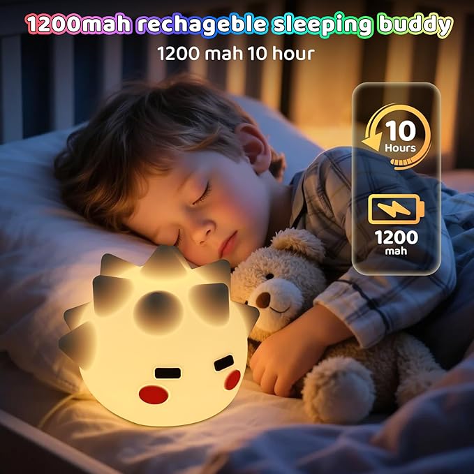 Cute Monster Lamp, 8 Color Changing Dimmable Timer Bedside Nightlights, Squishy Silicone Lamp Cute Gifts, Rechargeable Voice Nursery Lamp for Baby/Toddler
