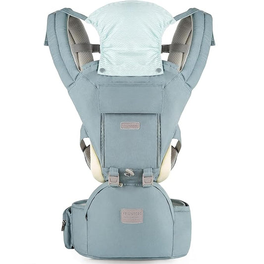 Baby Carrier Newborn to Toddler Baby Carriers with Seat Infant Baby Holder Backpack Baby Carriers Front and Back for Carrying and Hiking (Cyan-Blue)