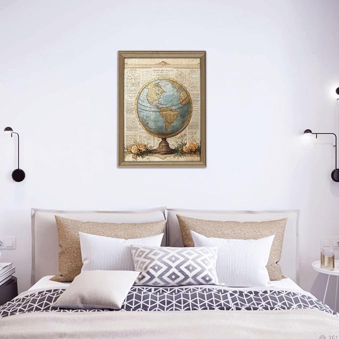 Classic Globe with Detailed World Map and Vintage Documentation, Beautifully Complemented by Decorative Roses，500 Piece Adults Wooden Jigsaw Puzzle，Ideal for Relaxation and Family Fun