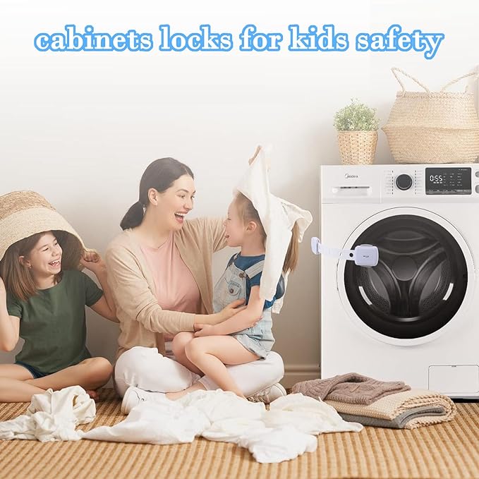 Fursafe&Q Cabinet Locks Baby Proofing, Baby Drawer Safety Locks -Adhesive Child Safety Lock Straps Adjustable Door Latch for Fridge Toilet Oven No Drill Furniture Kitchen Lock