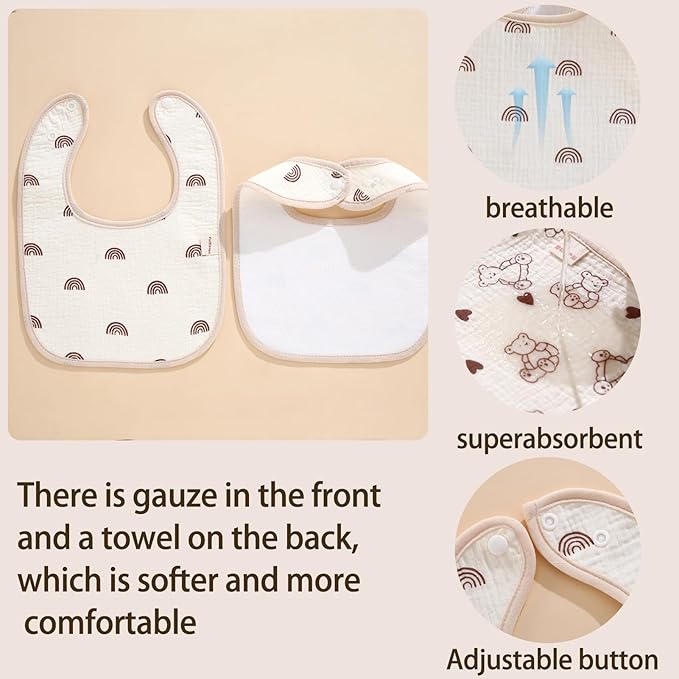 Baby Bandana Bibs, 6 Pack Waterproof Toddler Bib,Soft Cotton Absorbent Baby Bibs for Eating,Drooling,Teething