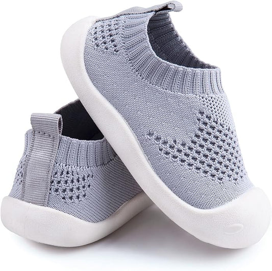 Baby First-Walking Shoes 1-4 Years Kid Shoes Trainers Toddler Infant Boys Girls Soft Sole Non Slip Cotton Canvas Mesh Breathable Lightweight TPR Material Slip-on Sneakers Outdoor