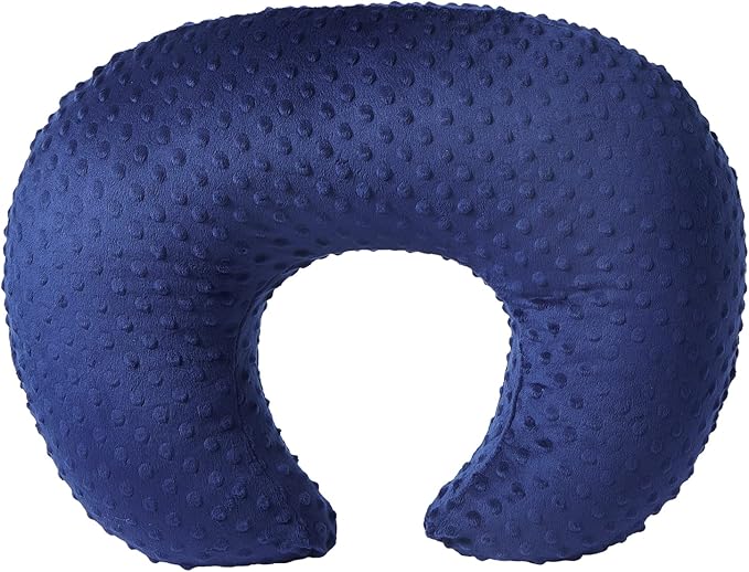 Nursing Pillow and Positioner Breastfeeding and Bottle Feeding, Propping Baby, Tummy Time, Sitting Support for Baby Boys Girls, with Removable dots Cover (Estate Blue)