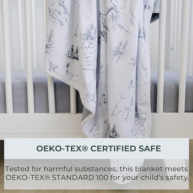 Pobibaby Premium 3-Layer Baby and Toddler Blanket – Ultra-Soft Cotton Blend, Breathable Baby Blankets for Boys & Girls, 50''x50'' Soft Blanket, Neutral Design (Explore Monochrome)