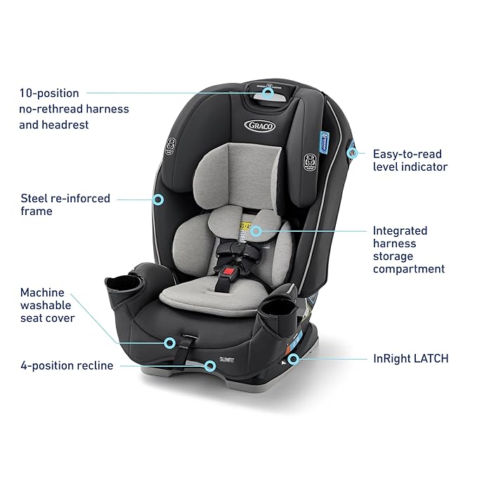 Graco Slimfit 3 in 1 Convertible Car Seat | Slim & Comfy Design Saves Space in Your Back Seat, Darcie