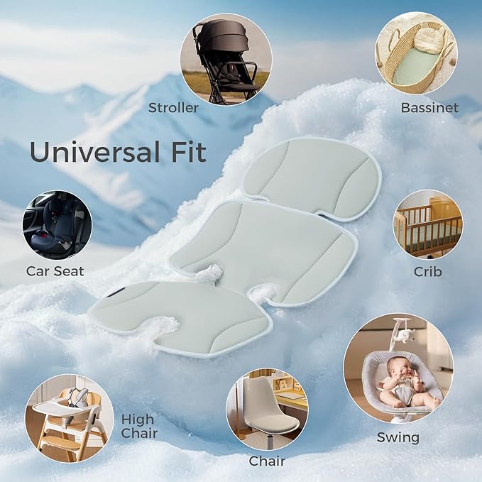 Momcozy Stroller Cooling Pad | Universal Soft Cooler Pad, Breathable & Adjustable Car Seat Liner | Detachable 2-Piece Cooling Cushion | Fits Strollers, Car Seat, High Chair, Bassinet, Swing