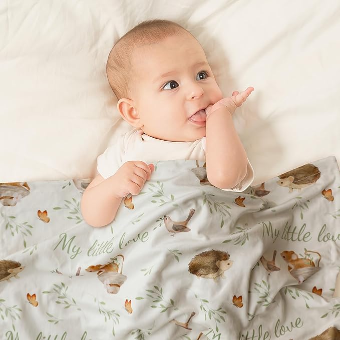 Baby Blankets for Newborn - Nursery Minky Blankets Super Soft for Boys Girls, Infant Toddler Blanket with Double Layer Dotted Backing for Baby Crib Stroller, 30 x 40 Inch, Animal World