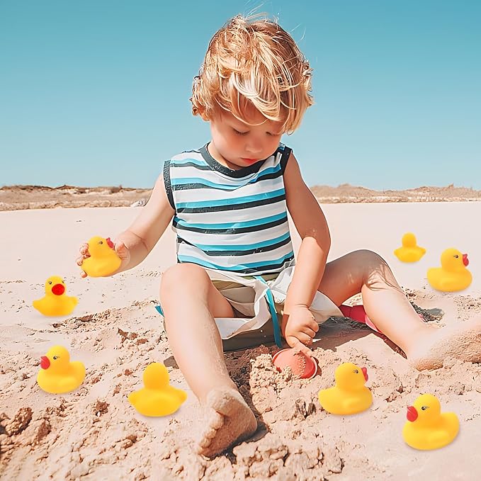 60PCS Rubber Duck - Bath Toys - Pool Toys - Mini Ducks Bulk for Kids Baby Shower Decorations Birthday Party Favors Gift Classroom Summer Beach Pool Activity Carnival Game (Yellow)