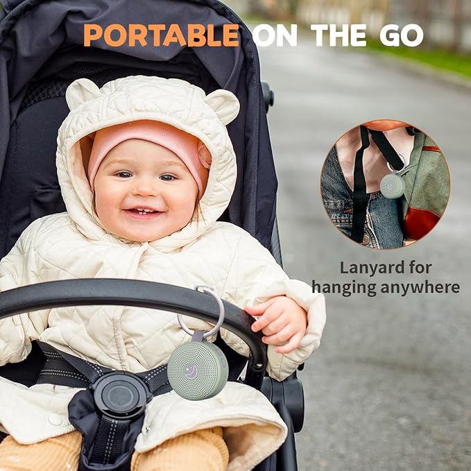 Mini Sound Machine Portable Baby White Noise Machine Brown Noise Machine 30 Soothing Sounds for Kids Adults Auto-Off Timer 32 Volume Levels Battery Sleep Machine for Home Office Privacy (Green)