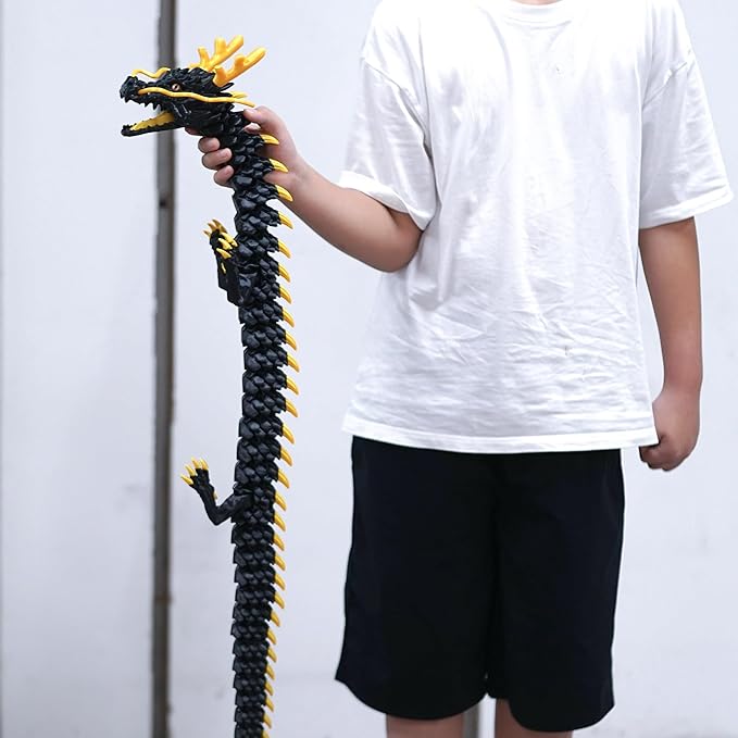 47.5inch Large 3D Printed Dragon,Flexible Joint Animal lacertid Figurines, Home Office Decor,Fidget Toy for Adults Teens Boy Festival Gifts,Easter Basket Stuffers,Executive Desk Toy