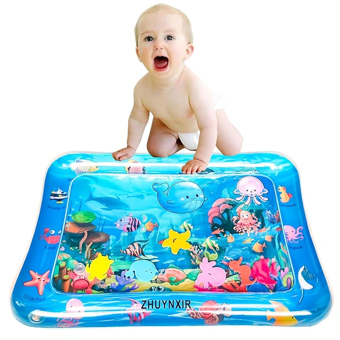 ZHUYNXIR Infant Play mat, Inflatable Play Mat Water Cushion Baby Water mat, Fun Early Development Activity Play Center for Newborn (27.5x20 in)