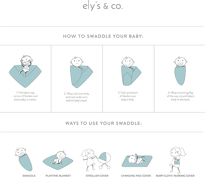 Ely's & Co. Cotton Muslin Swaddle Blanket 1-Pack — 100% Cotton Muslin Extra-Large Swaddle Blankets (47” x 47”) Printed (Pink Ditsy Flower)